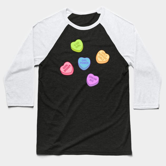 Conversation Hearts - Girl Power - Sticker Pack - Valentines Day Baseball T-Shirt by NOSSIKKO